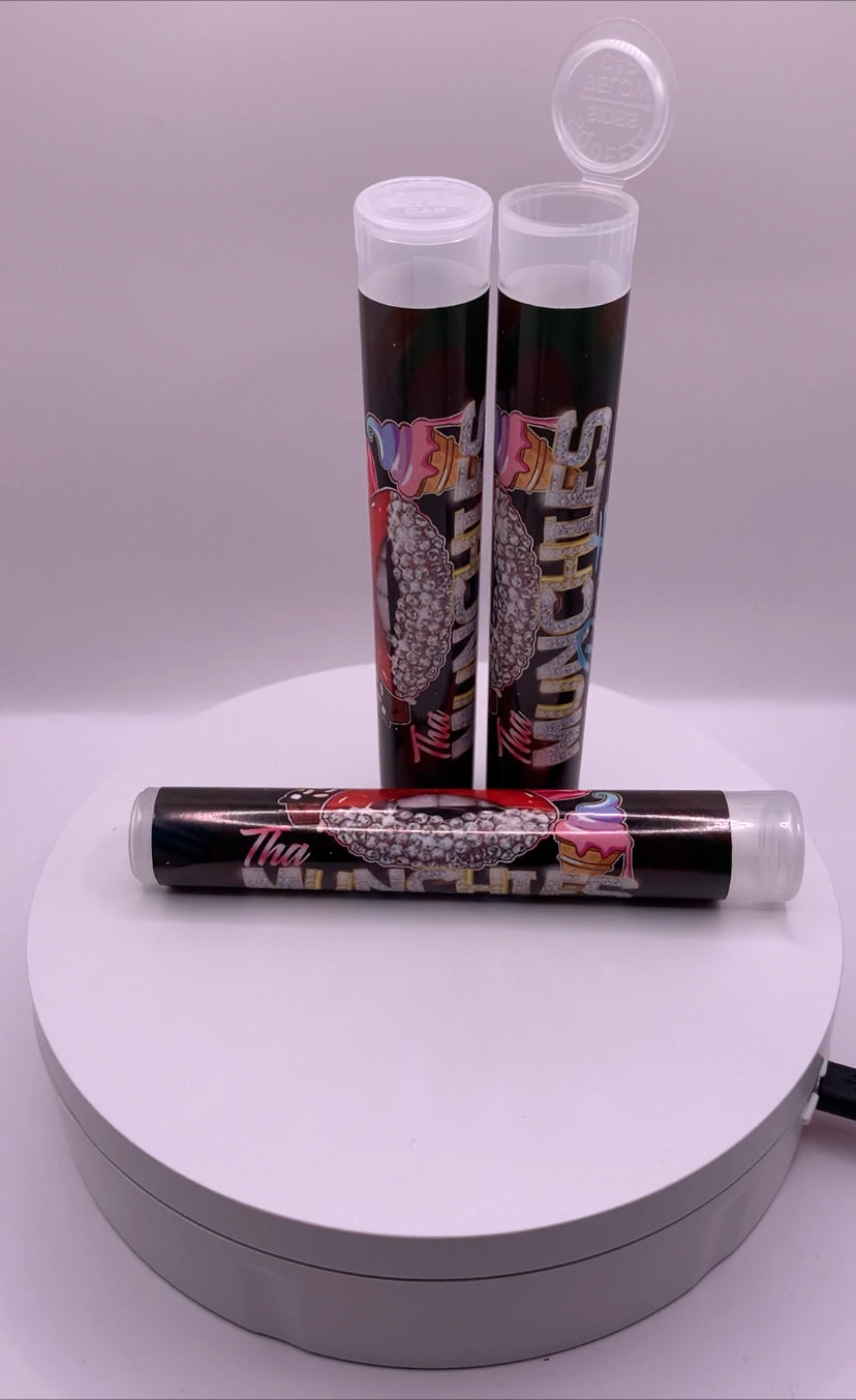 Plastic Pre-Roll Clear tubes with Custom Strain Logo label