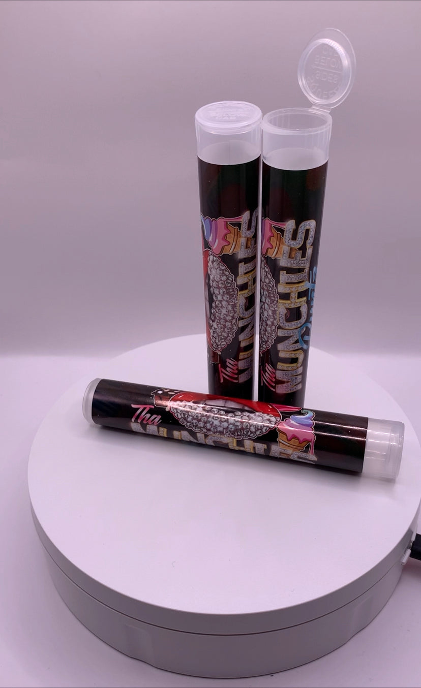 Plastic Pre-Roll Clear tubes with Custom Strain Logo label
