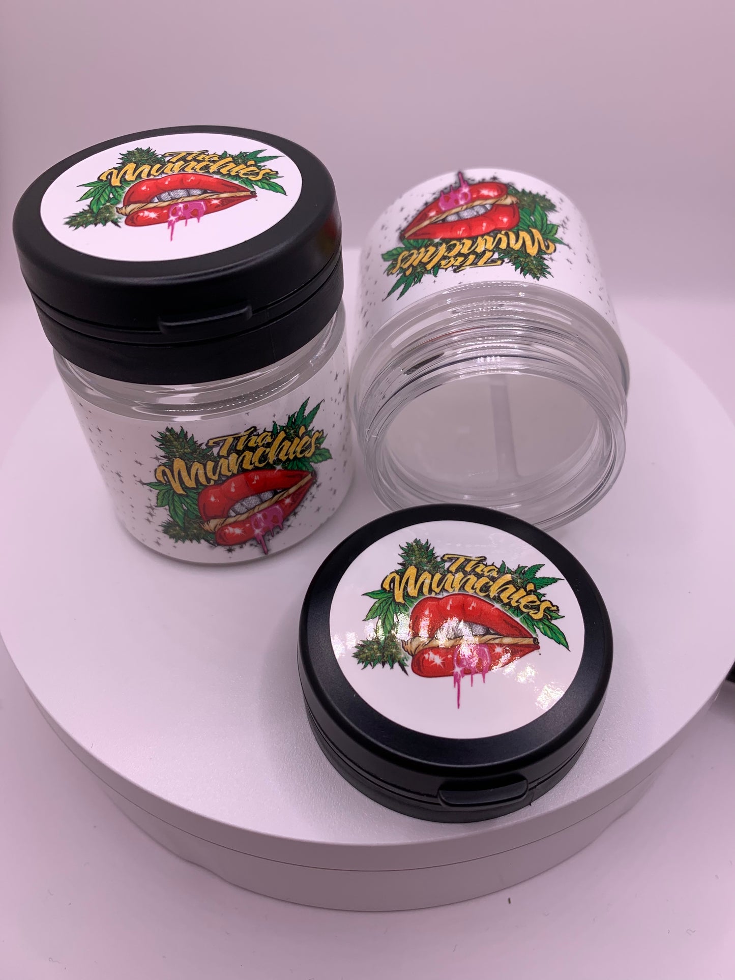 Tha Munchies Custom Design Logo Tamper Evident Plastic Jars