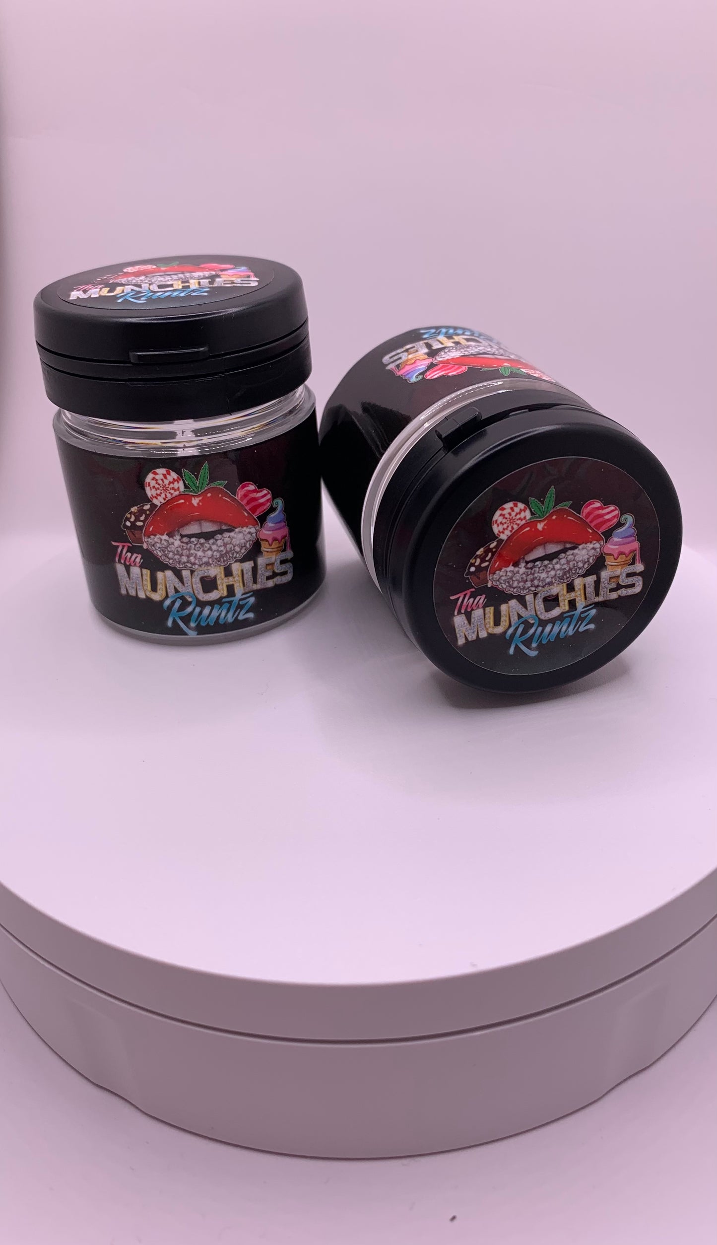 Tha Munchies Runtz Custom Strain Logo Tamper Evident Plastic Jars