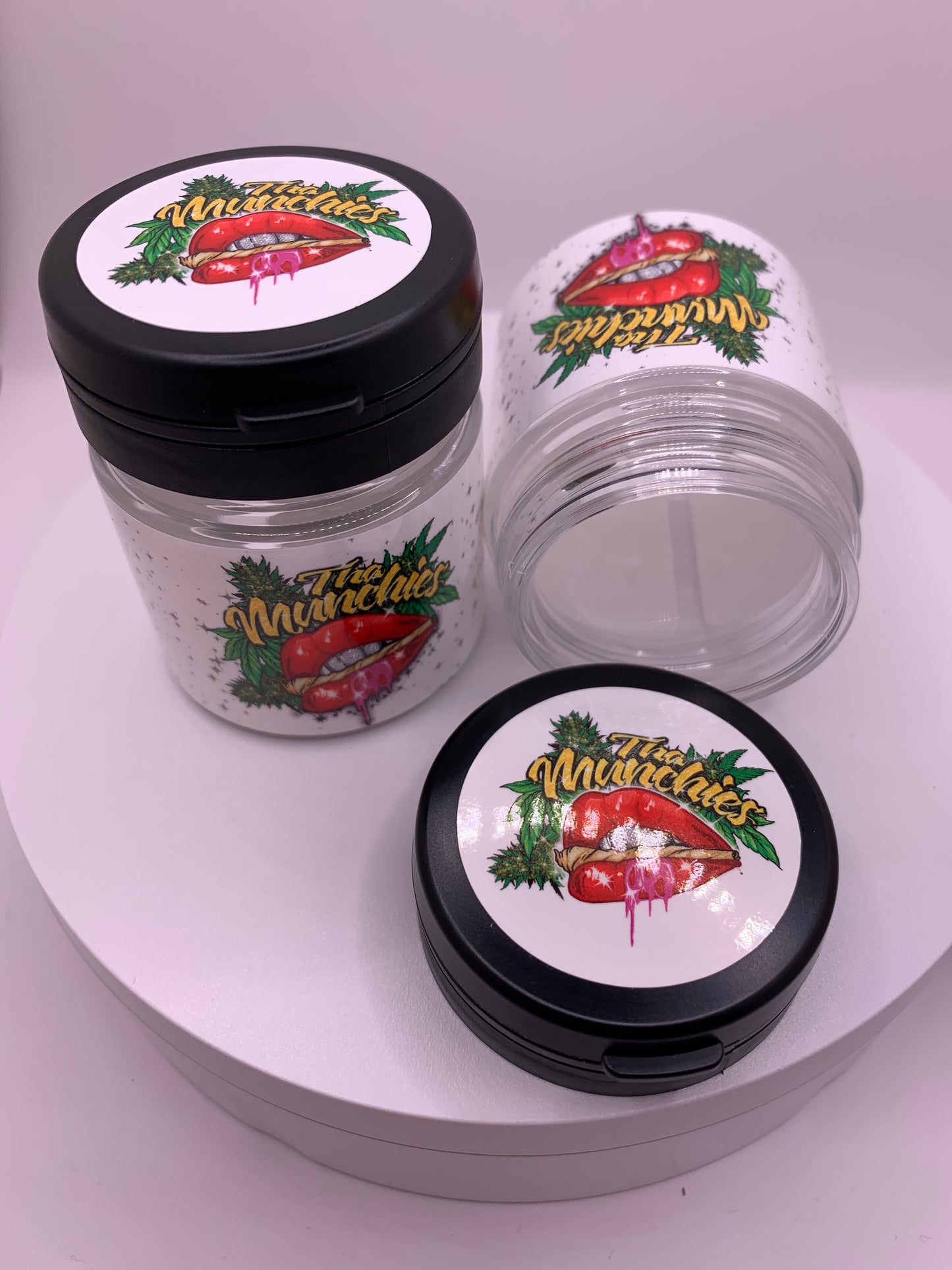 Tha Munchies Custom Design Logo Tamper Evident Plastic Jars