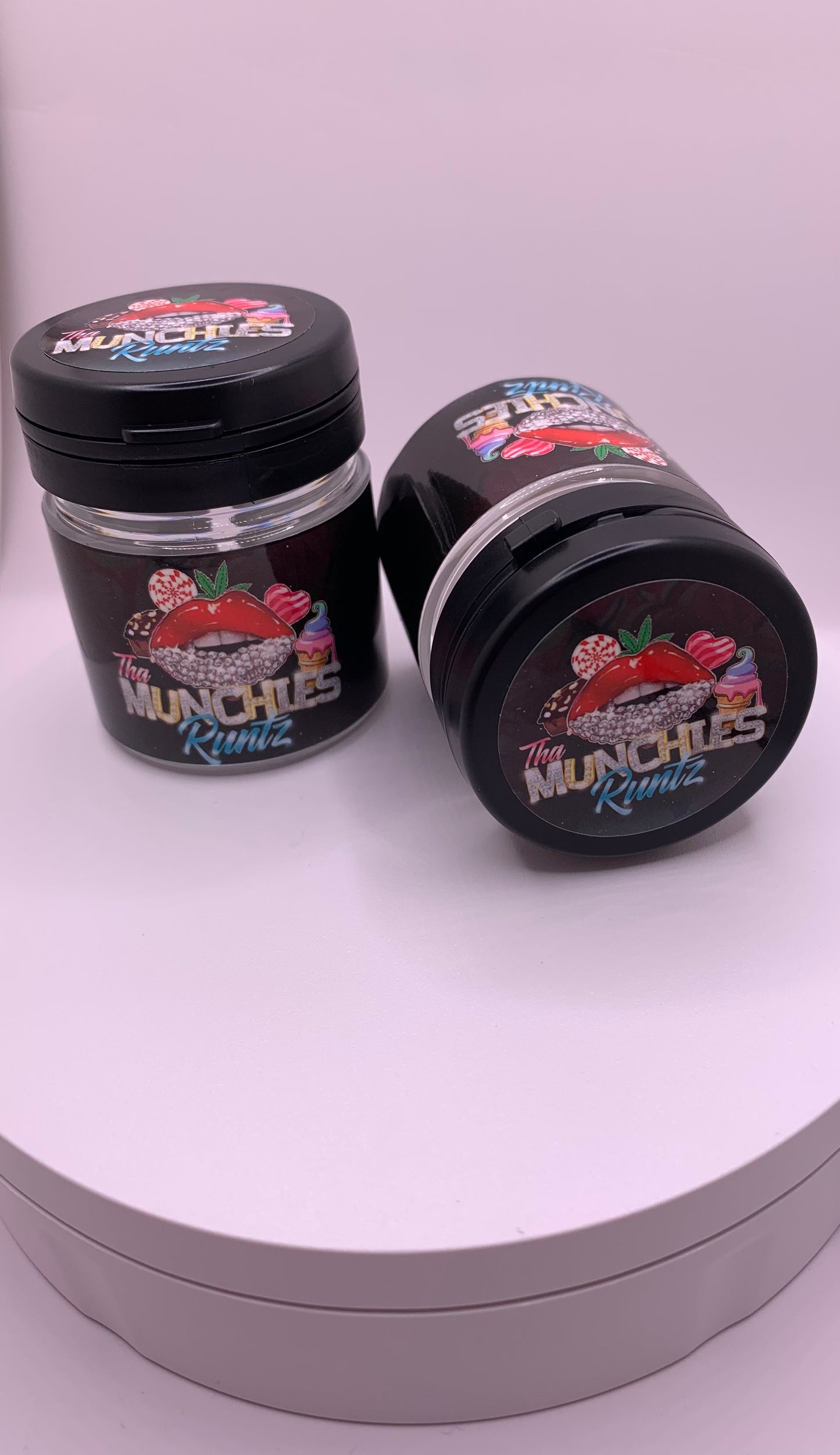 Tha Munchies Runtz Custom Strain Logo Tamper Evident Plastic Jars