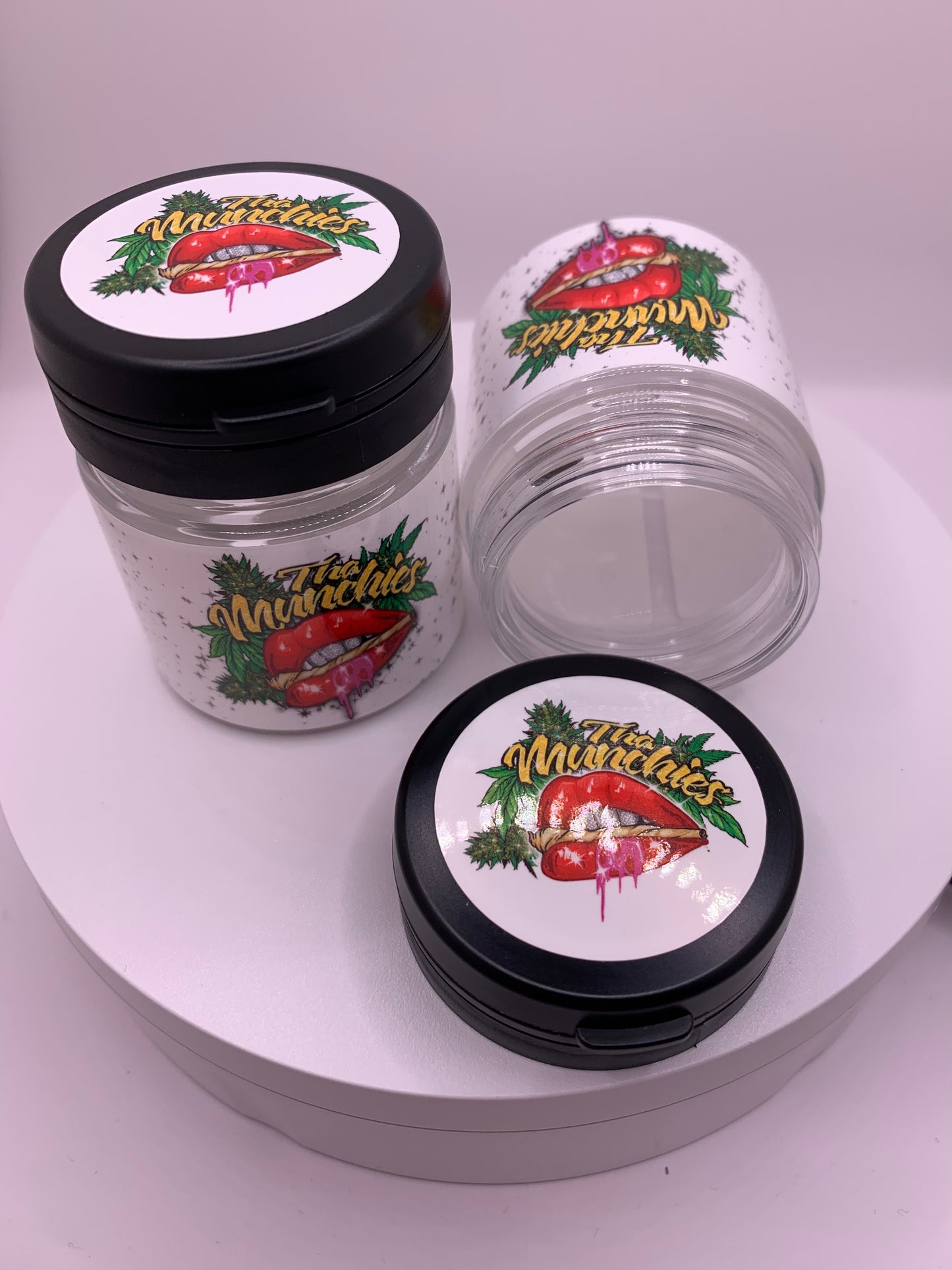 Tha Munchies Custom Design Logo Tamper Evident Plastic Jars