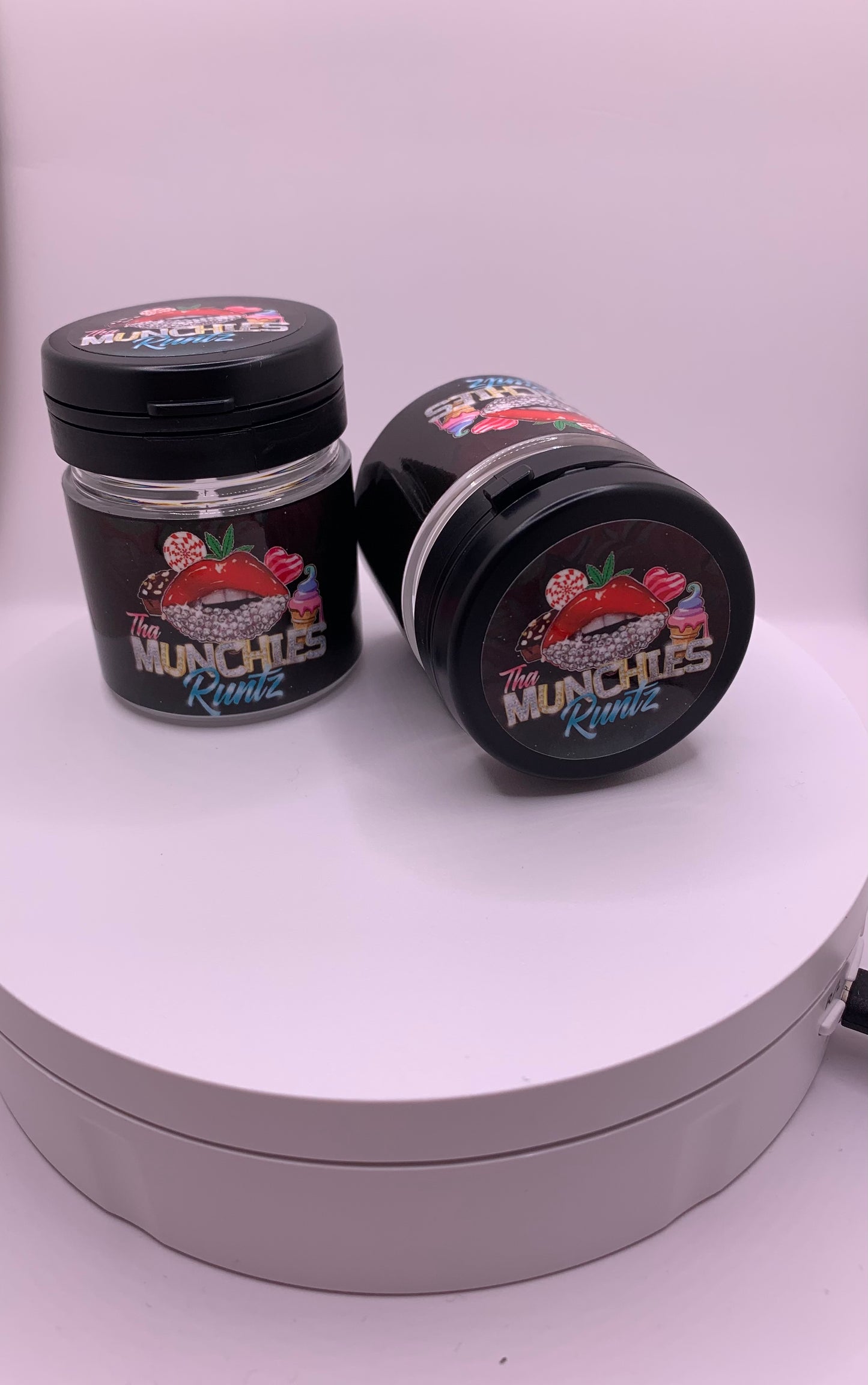 Tha Munchies Runtz Custom Strain Logo Tamper Evident Plastic Jars