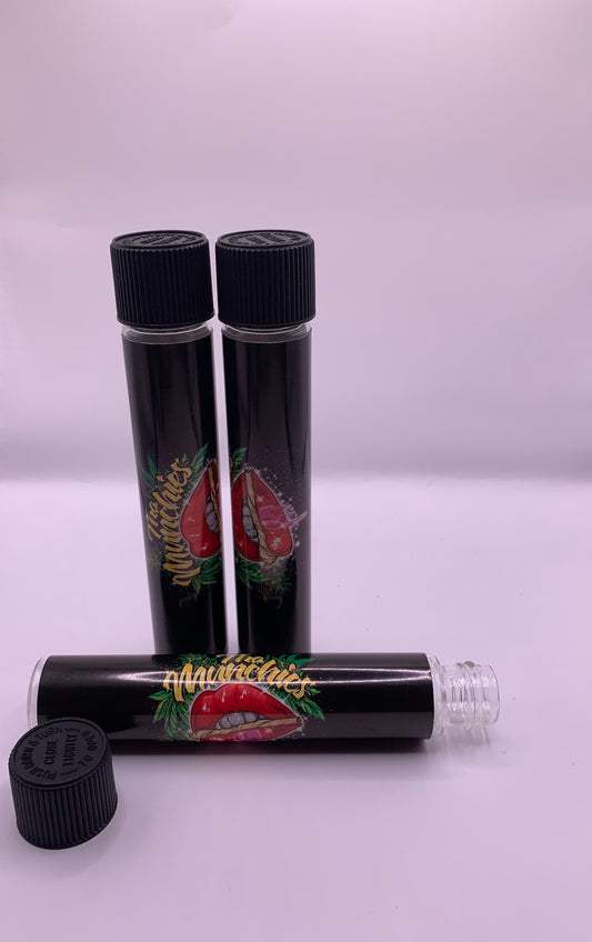 Child-Resistant Glass Pre-Roll Tube with Tha Munchies Custom Design